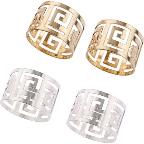 6Pcs Gold Silver Alloy Napkin Rings For Restaurant Hotel Kitchen Graduations Special Event