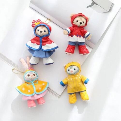 Anime Kawaii Mini Plush Pendant Soft Cute Raincoat Rabbit Bear Keychain Stuffed Plush Doll Toy Pendant Kids Children Girls Gifts