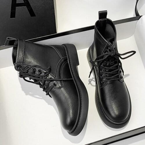 College Girls lace up boots women british riding boots women platform shoes black ankle botas mujer winter motorcycle boots 2020