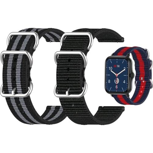 For COLMI P8 Plus Wristband Silver Ring Buckle Fabric Strap For COLMI P9 P12 Nylon Band Watchband Bracelet Replace Accessories