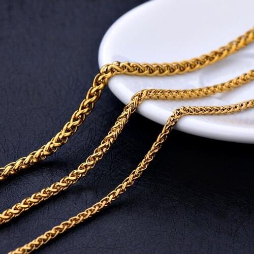 Wholesale 316L Stainless Steel Gold Color 3MM 4MM 5MM Keel Chain Necklace Fashion Jewelry for Men and Women Length 50/55/60/70CM
