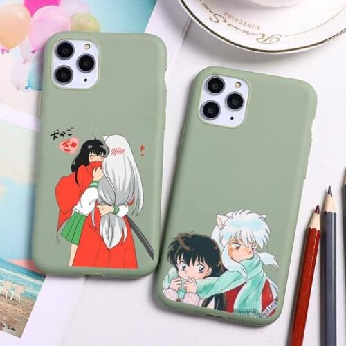 Hot Anime Japan Cartoon Inuyasha Phone Case For iphone 12 11 Pro Max Mini XS 8 7 6 6S Plus X SE 2020 XR Candy green cover