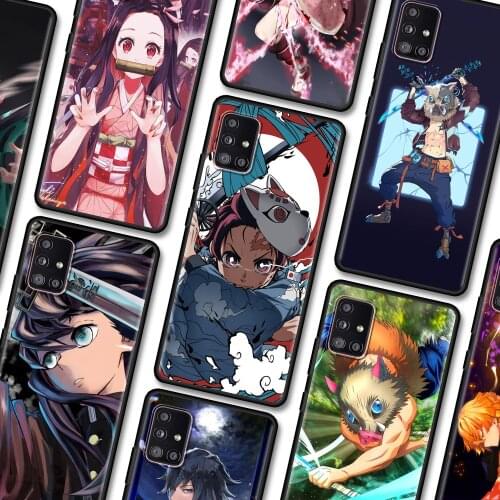 Black Case For Samsung Galaxy A22 A51 A12 A21s A71 A31 A52 A32 A02s A72 A42 A02 A01 A11 TPU Fundas Anime Demon Slayer
