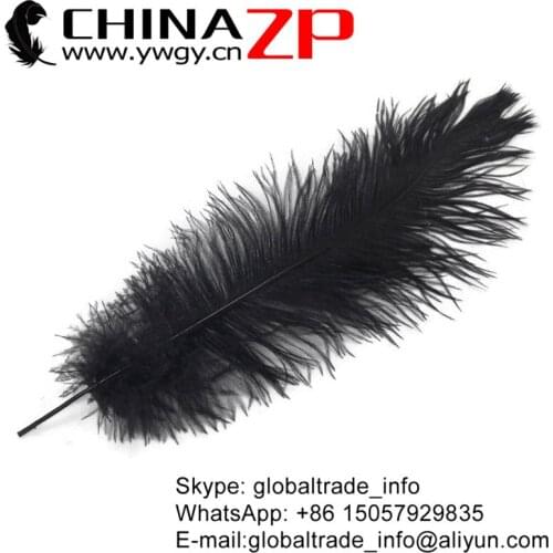 CHINAZP Factory 12"-14" (30-35cm) 100pcs/lot Good Quality Dyed Black DIY Ostrich Feather Plumages