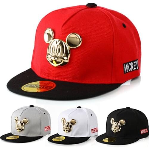 Kids Hats Boy Girl Peaked Cap Cute Cartoon Mickey Mouse Hat Child Hip-hop Hat Baseball Cap Boy Accessories Adjustable 50-54cm
