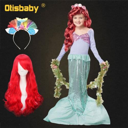Autumn Girls Princess Ariel Cosplay Costume The Little Mermaid Dress Fantasy Kids Long Sleeve Christmas Halloween Party Dresses