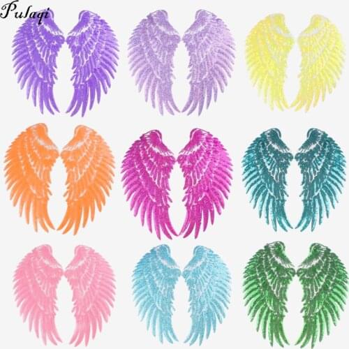 DIY Sequin Wings Patch Sewing Accessories Iron On Patches For Clothing Colorful Wing Sequins Patch Stickers Applique On Clothes
