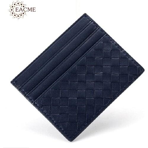 EACME Knitting Sheepskin Credit Card Case Mini Coin Cash Wallets Fine Leather Thin Bank Card Bags Business Card Holder Packs HOT