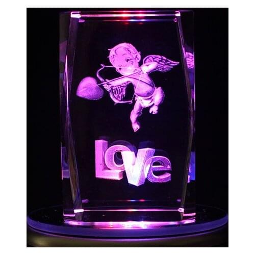 HOT SALE 2020 festival BEST Romantic present -love ANGEL Cupid 3D Crystal Image ART Decoration-limited edition