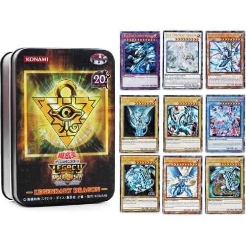 Yugioh Cards with Tin Box Yu Gi Oh Card 72PCS Holographic English Version Golden Letter Duel Links Game Card Blue Eyes Exodia