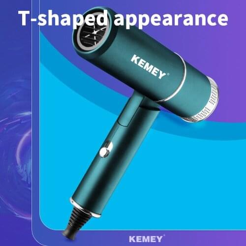 Kemei Foldable T-Shaped Body Lightweight Three-Speed Mode Household Portable Cold And Hot Air Negative Ion Electric Hair Dryer
