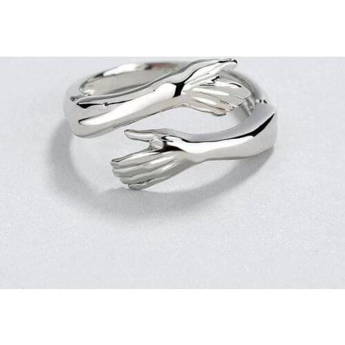 Romantic Love Hug Carved Hand Rings Couple Creative Forever Open Finger Adjustable Hand Ring For Women Men Fashion Jewelry New