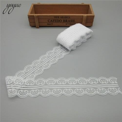 Beautiful 10 Yard White Lace Ribbon Tape 45MM Wide Trim Handicrafts Embroidered Cord Sewing Decoration african Dress lace fabric