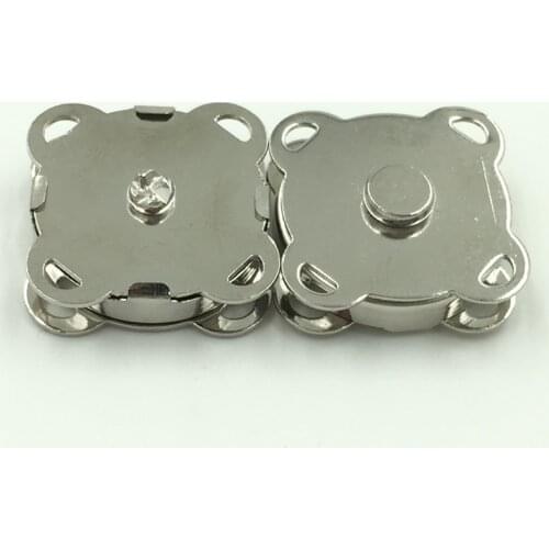 10Sets Magnetic Clasps Closure Buckle Flower Plum Silver Tone For Purse Bag DIY Making Findings 19x19mm