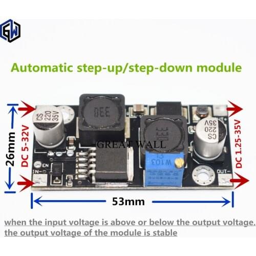 XL6019 (XL6009 upgrade) Automatic step-up step-down Dc-Dc Adjustable Converter Power Supply Module 20W 5-32V to 1.3-35V
