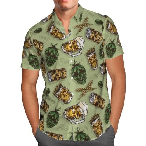 3D Printed Skull Beer Shirt Hawaii Shirt Men Summer Fashion Short Sleeve Shirt Men Shirts 2021 Oversize shirt Chemise Homme 5XL