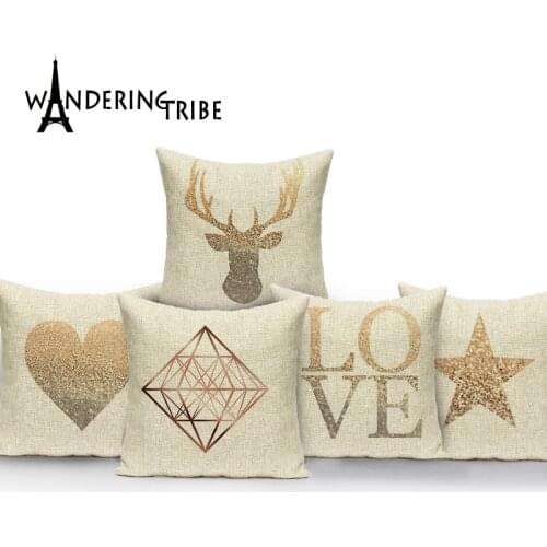 Nordic Style Deer Geometric Cushion Covers Mountain Arrows Pillow Cases Linen Cotton pillow Covers Bedroom Sofa Decoration