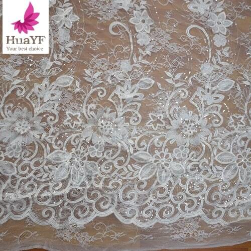 New Fashion Tulle Sequence Lace Embroidery Dress Fabric For Bridal HY1039