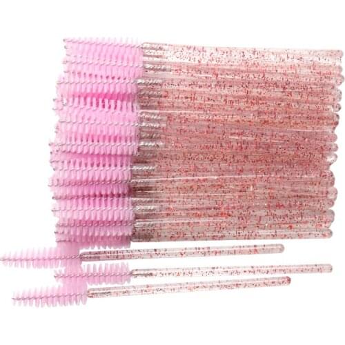 50 PCS Disposable Eyelash Extension Mascara Wand Applicator Diamond Handle Eye Lashes makeup Brushes Set Cosmetic tools