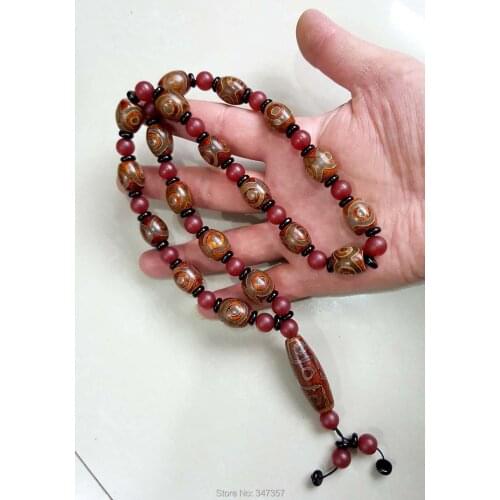 AAA Ancient Tibet Dzi Nine Eye and Three Eye Necklace Natural Stone Materials Holy Article Tibet Dzi Bead Free shipping