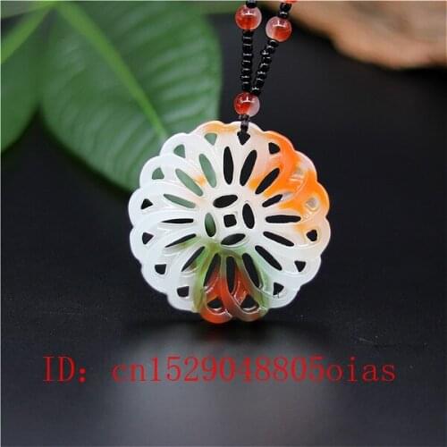Natural Color Chinese Jade Windmill Pendant Necklace Charm Jadeite Jewelry Double-sided Hollow Carved Amulet Gifts for Her Men