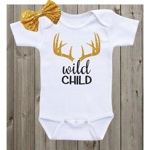 Personalized Wild Child glitter infant baby bodysuit onepiece romper Outfit coming Home toddler shirts birthday party favors