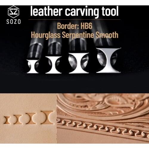 SOZO HB6 Leather Craft Work Stamping Tool Border Hourglass Serpentine Smooth Printing Carving Stamps 304 Stainless Steel