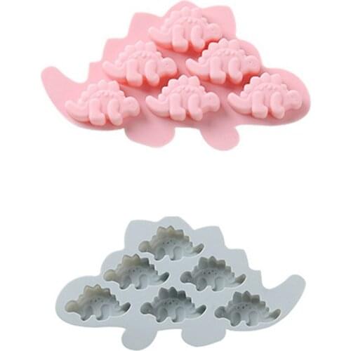 6 Cells Creative Cute Dinosaur Style Cake Mould Baking Biscuit Pastry Chocolate Tools Safe Material Silicone Molds