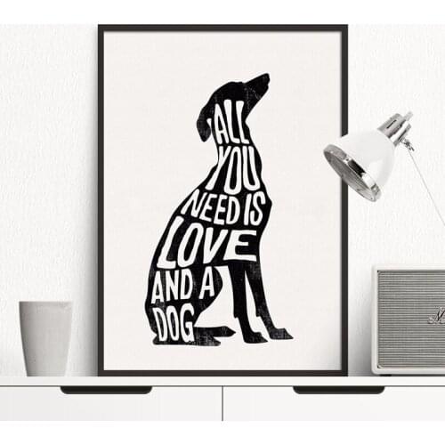 Nordic Alphabet Dog Canvas Paintings Quotes Minimalist Animal Posters and Prints Modern Art Home Wall Decorative Canvas Pictures