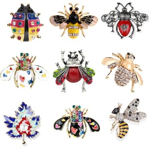 Rhinestone Bee Brooch Enamel Pin Antique Color Fashion Insect Brooches For Women Fine Jewelry Animal Little Bee Brooches