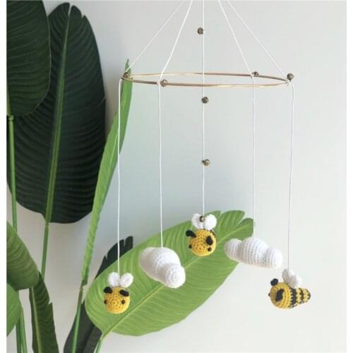 T3LA Baby Rattles Crib Mobiles Toy Bed Bell Knitting Wool Bee Cloud Wind Chime Pendant Nordic Kids Room Nursery Decoration Gifts