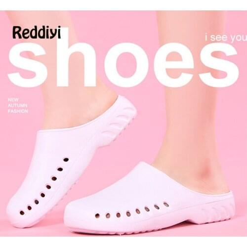 Medical Pure Color Slipper Antiskid Adjustable Lightweight Soft Sole Shoes Hospital Nurse Doctor Clean Wear-resistant Work Shoes