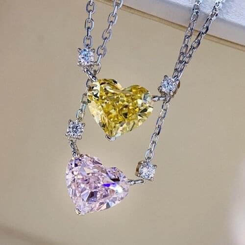 Heart Shaped Purple Zircon Pendant Necklace Boutique Jewelry Birthday Gift Formal Party Dazzling Crystal Chain Necklace