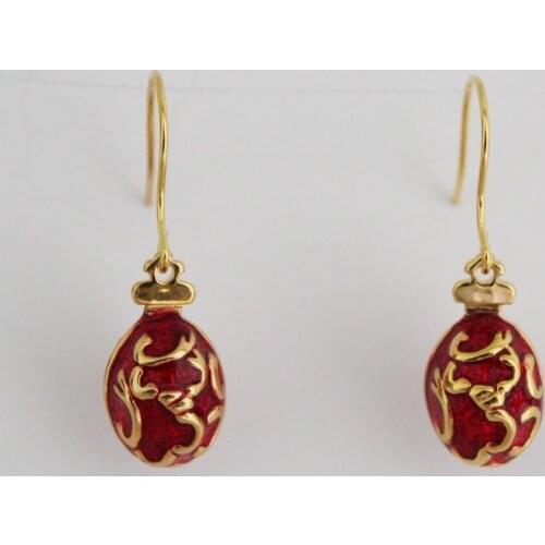 YAFFIL Vintage Egg Charms Dangle Earrings Women Hooks Fashion Jewelry Brass Hand Enameled Gold Plating