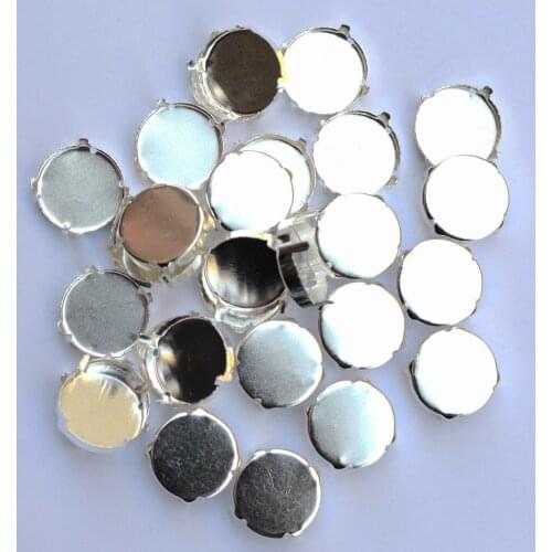 Silver Color Closed Back Metal Claw Setting for Round Crystal Rhinestone 4 Holes 6mm 8mm 10mm 12mm 14mm 16mm 18mm 20mm 25mm 27mm