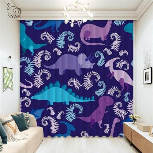 Lovely Dinosaur Patterns Curtains Ready Purple Canada French Badroom Curtains Decor Child Curtain For Living Room Micro Shading