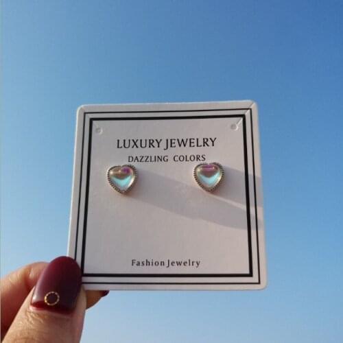 KOFSAC 2018 Original Creative 925 Sterling Silver Moonstone Love Heart Stud Earrings For Women Fashion Silver 925 Jewelry Gift