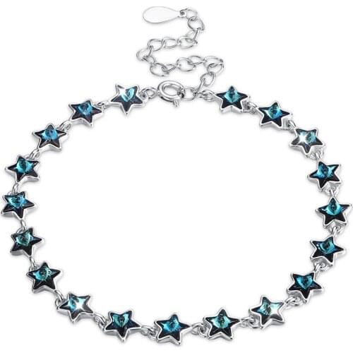 COCOM 925 Sterling Silver Womens Bracelets on Hand Adjustable Chain Link Star Crystal Bracelet Luxury Engagement Jewelry Gift