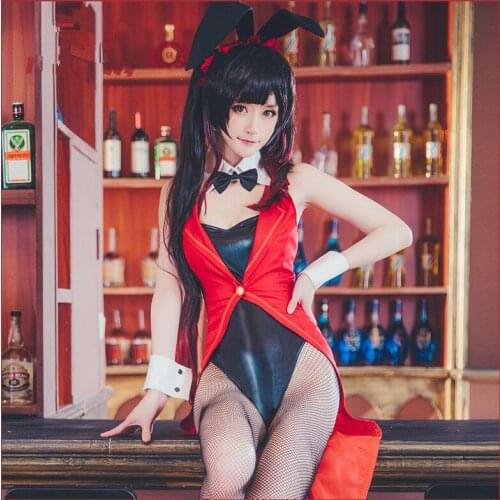 Women Bunny Costume Date A Live Kurumi Tokisaki Cosplay Costume Sexy Bunny Girl Jumpsuit Halloween Women Stocking headwear