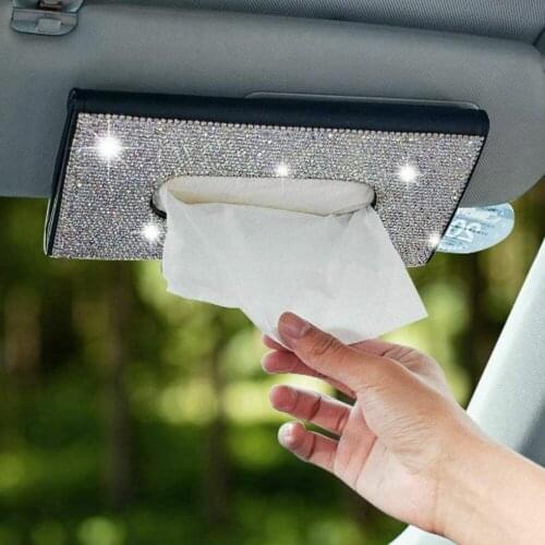 Tissue Holder Shiny Car Tissue Box Towel Sets Car Sun Visor Tissue Box Holder Auto Interior Storage for Car Accessories 1PC