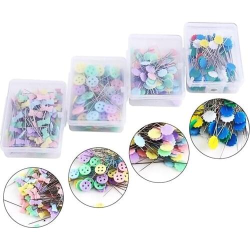 100Pcs Plastic Flat Head Pins Straight Quilting Pins Mixed Color DIY Sewing Needles