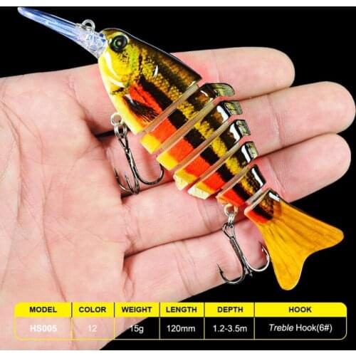 11.2CM/14g Sinking Wobblers Fishing Lures Jointed Swimbait 7 Segment Hard Artificial Bait Fishing Tool