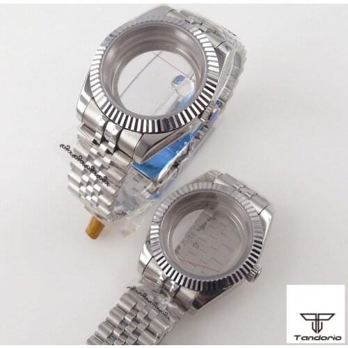 36mm Watch Case Spare Parts Fit For NH35 NH36 Miyota 8215 ETA 2836 Coin Bezel Jubilee Bracelet Sapphire Glass Steel/Glass Back