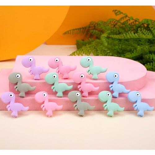 Sunrony 50Pcs Dinosaur Shape Silicone Beads Baby Molar Teether Bead DIY Pacifier Chain Jewelry Accessories