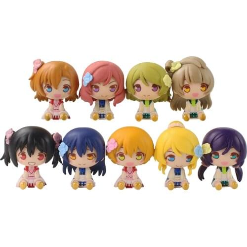 9pcs/Set 4-5cm Love Live School idol project Honoka Kotori Umi Ayase Eli Nozomi Maki Kawaii Action Figure Model Toys Kids GIft