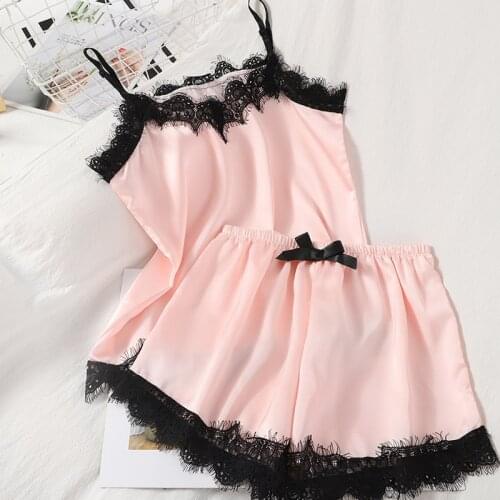 Abrini 2021 Summer Sets Women Two Pieces Suits Elastic Lace Sexy Bow Crop Tops And Mini Skirts Women Cute Camis Sets For Women