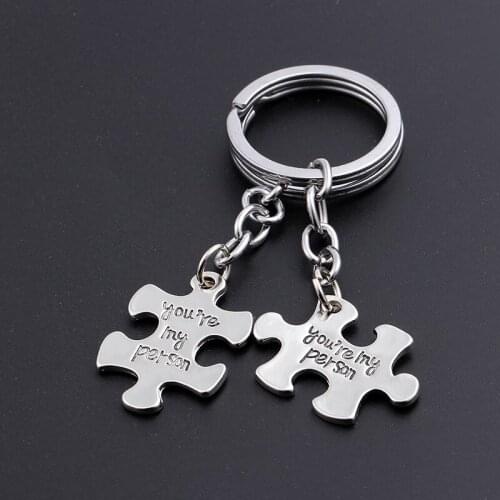 Beauty You Are My Person Couple Trinket Keychain for Men Women Lovers Key Ring Puzzle Jewelry Holder Best Friends