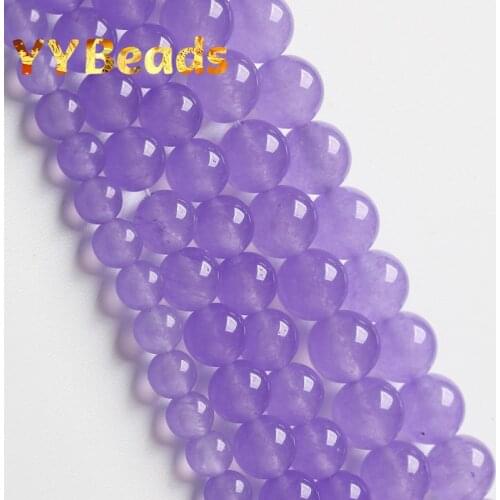 Wholesale Natural Violet Chalcedony Jades Beads Purple Jades Spacer Beads For Jewelry Making Charm Bracelet 15" 4 6 8 10 12 14mm