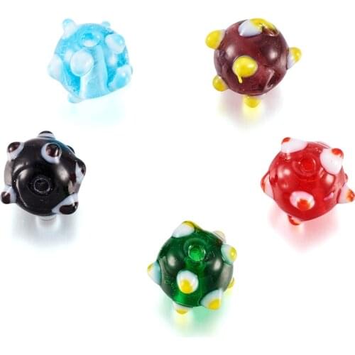 5pcs Mixed Color 10mm Handmade Lampwork Beads Tortoise Shape Round Beads for Jewelry Making DIY Bracelet Necklace Accessories