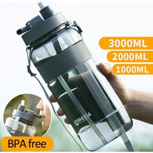 Water Bottles 1000ml 2000ml 3000ml Large Capacity Straw Shaker Flask Outdoor Travel Camping Tour Kettle